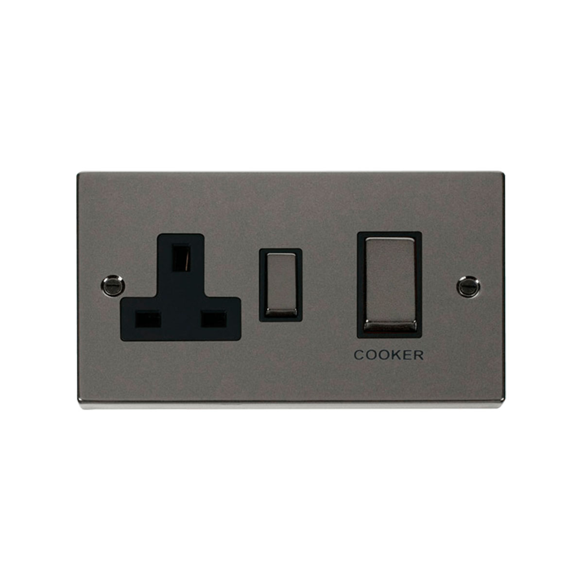 Scolmore VPBN504BK 45A Ingot 2 Gang Double Pole Switch With 13A