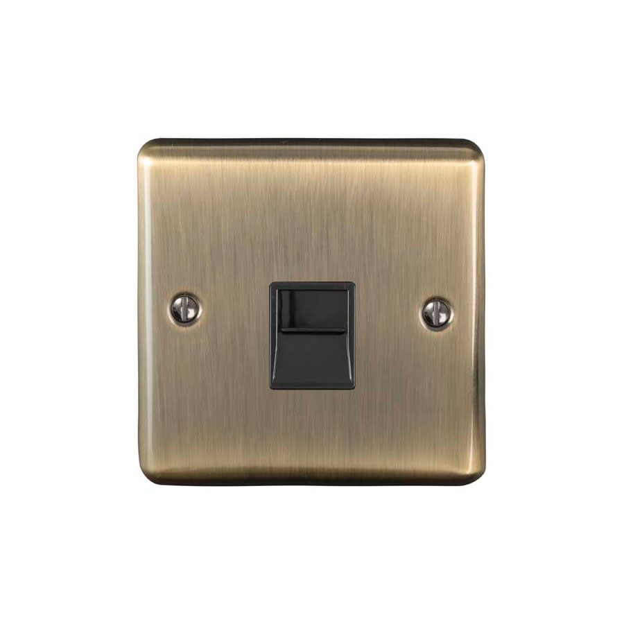 En1slabb Eurolite 1 Gang Slave Telephone Socket Antique Enhance Range Antique Brass 5306