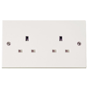 PRW032 | SCOLMORE | White 2 gang unswitched socket | White Single ...